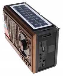 Radio przenośne 21 x 12,5 x 8,5 cm  z funkcją bluetooth    z latarką  ładowany solarnie brązowe - Miniaturka zdjęcia nr 3