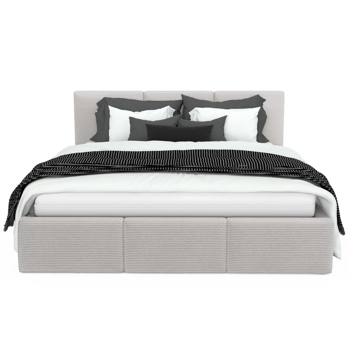 Łóżko Tapicerowane Do Sypialni  140x200 Podwójne z Pojemnikiem Szare nr. 8