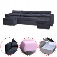 Narożnik Varius BIG 297x74x140 cm kształt U z funkcją spania i przechowywania do salonu Monoliht czarny - Miniaturka zdjęcia nr 2