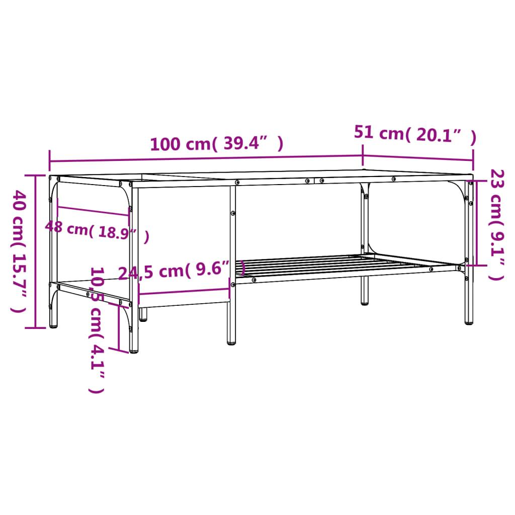 Stolik kawowy 100x51x40  cm z przestronnymi półkami dąb sonoma do salonu nr. 9