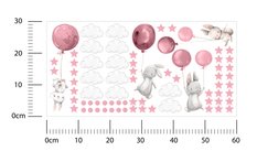 Naklejki Ścienne Dla Dzieci Króliczki Różowe 60x30 Balony Chmurki ZESTAW - Miniaturka zdjęcia nr 2