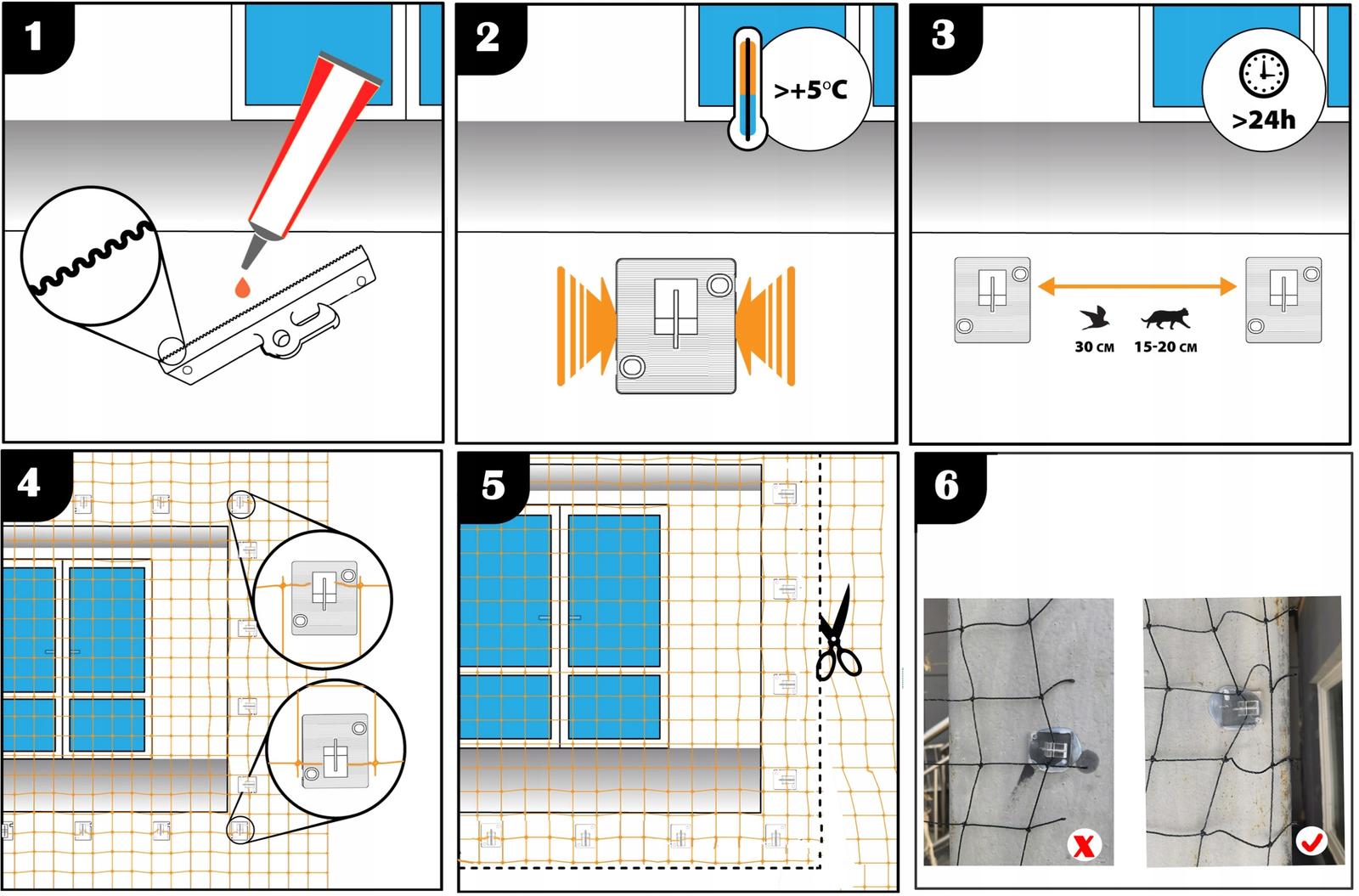 Zestaw 5x Zaczep do montażu siatki na balkon dla kotów Heckermann 10szt nr. 4