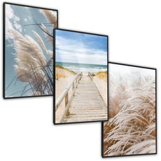 ZESTAW 3x Plakat W Ramie TRAWA Plaża Morze Wydmy Pomost Styl Boho 60x80cm - Miniaturka zdjęcia nr 2