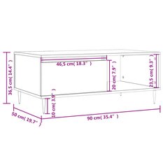 Stolik kawowy 90x50x36,5 cm z praktyczną szufladą i półką brązowy dąb do salonu - Miniaturka zdjęcia nr 12