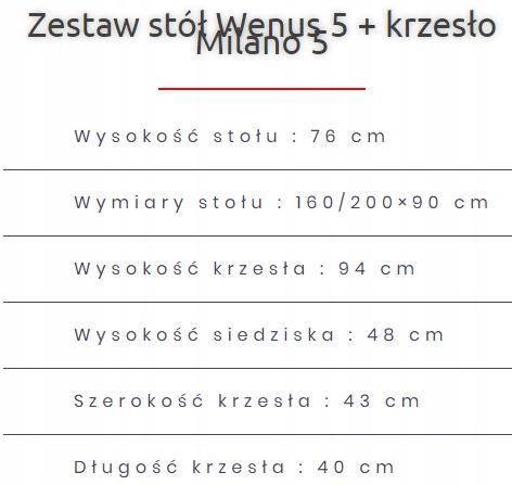 Zestaw do jadalni stół WENUS 160/200x90 cm rozkładany + 6 krzeseł MILANO orzech nr. 4