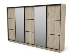 Szafa przesuwna 400x64x244 cm do sypialni okucia czarne dąb bordeaux z 2 lustrami - Miniaturka zdjęcia nr 4