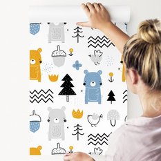 Tapeta Do Pokoju Dziecięcego MISIE Ptaki Drzewka  - Miniaturka zdjęcia nr 4