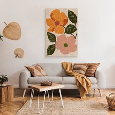 Obraz Na Płótnie Polne Kwiaty Maki Natura Rośliny Liście Styl Boho 80x120cm - Miniaturka zdjęcia nr 3