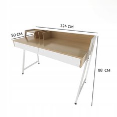 Biurko nowoczesne 124 cm z szufladami przegrodami jasny dąb loft premium  - Miniaturka zdjęcia nr 11