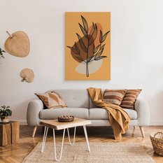 Duży Obraz Do Salonu Liście Gałązka Abstrakcja Styl Boho 80x120cm - Miniaturka zdjęcia nr 3