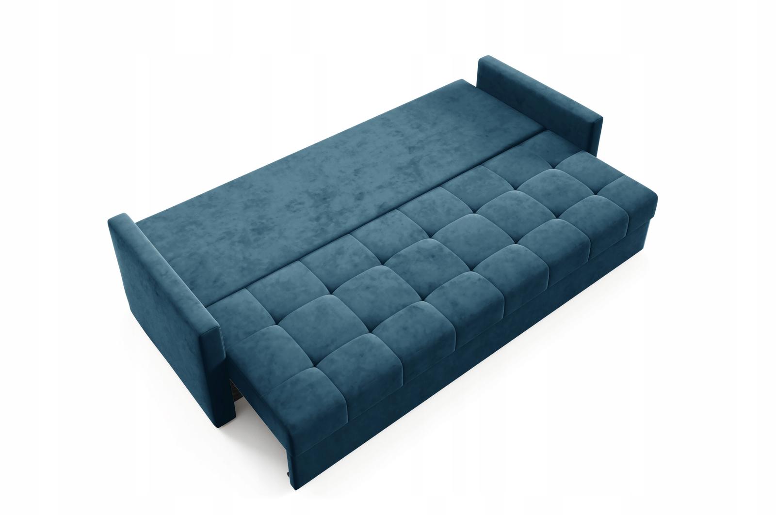 Kanapa IVIO 230x87x86 cm sofa z funkcją spania rozkładana velvet welur niebieska do salonu nr. 8