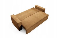 Kanapa 248x96x93 cm sofa z funkcją spania automat i pojemnik sztruks jasnobrązowa do salonu - Miniaturka zdjęcia nr 7