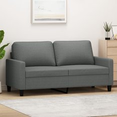 Sofa 158x77x80 cm 2-osobowa wygodna tapicerowana tkaniną ciemnoszara do salonu - Miniaturka zdjęcia nr 2