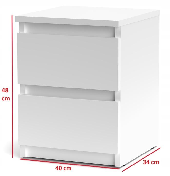 Szafka 40x48x38 cm komoda stolik nocny 2 szuflady sm3 BIAŁA do sypialni nr. 2