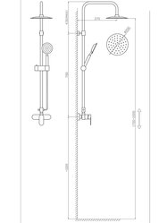 Deszczownica prysznic 1,5m chrom 170-200 śr 20cm - Miniaturka zdjęcia nr 16