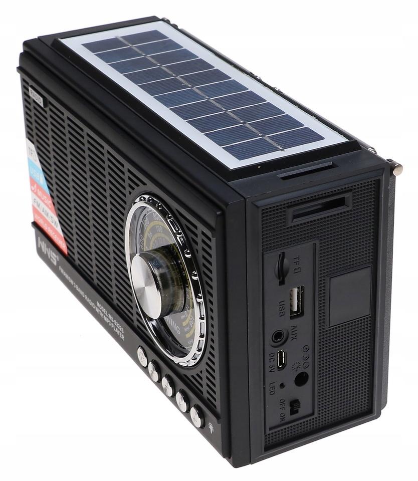 Radio przenośne  21 x 12,5 x 8,5 cm z funkcją bluetooth    z latarką  ładowany solarnie czarne nr. 3