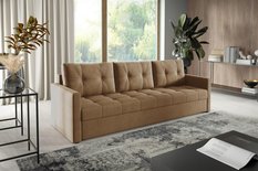 Kanapa IVIO 230x87x86 cm sofa z funkcją spania rozkładana velvet welur jasnobrązowa do salonu - Miniaturka zdjęcia nr 9