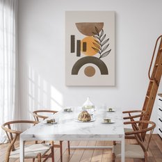 Obraz Na Płótnie Liście Figury Styl Boho Minimalizm Abstrakcja 80x120cm - Miniaturka zdjęcia nr 4