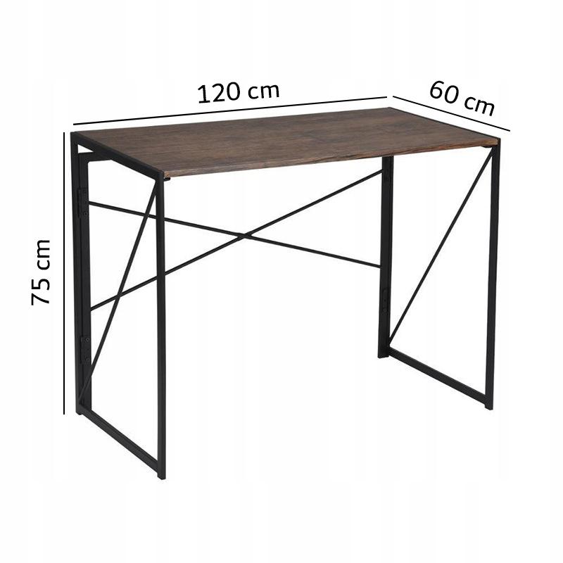 Biurko 120x60x65 cm komputerowe w stylu industrialnym brązowe do pokoju lub biura nr. 7