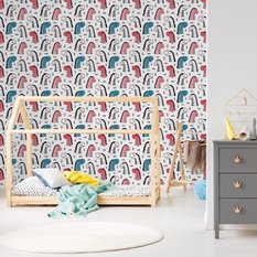 Tapeta dla dzieci w kolorowe dinozaury, kropki  - Miniaturka zdjęcia nr 4