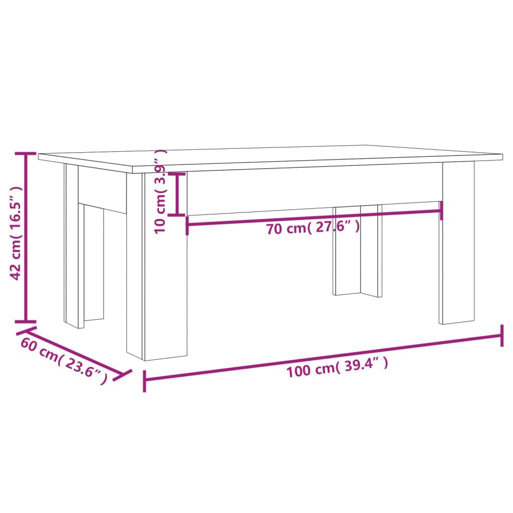 Stolik kawowy 100x60x42 cm brązowy dąb elegancki do salonu nr. 8