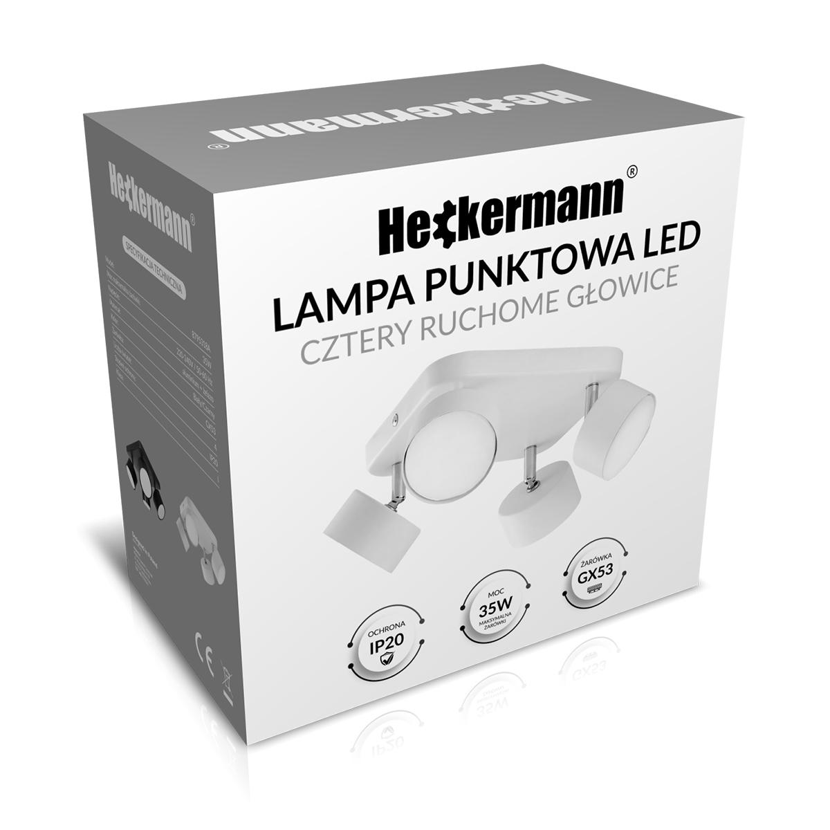 Lampa sufitowa punktowa LED Heckermann 8795318A Biała 4x głowica + 4x Żarówka LED GX53 7W Neutral nr. 7