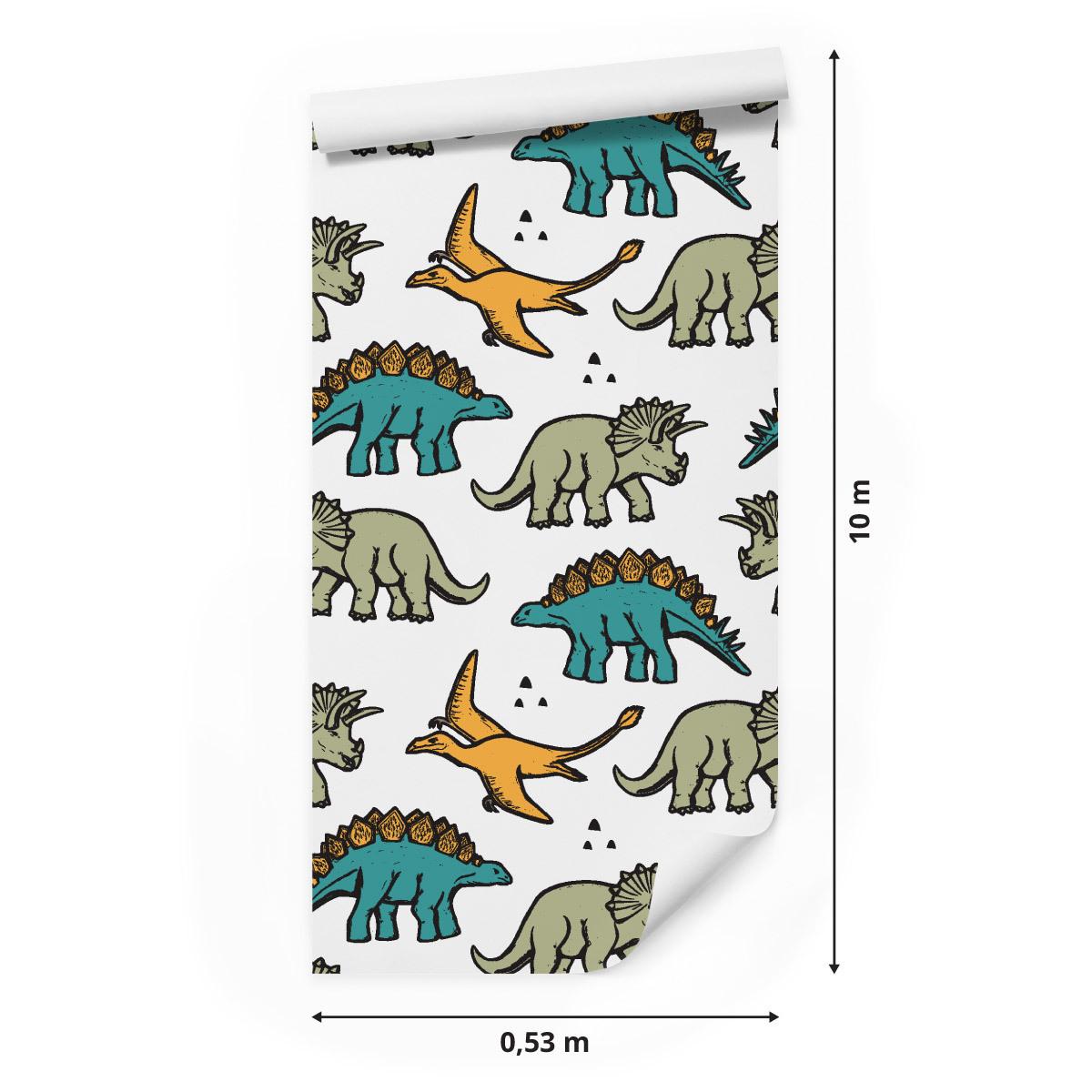 Tapeta ścienna w kolorowe dinozaury, dla dzieci  nr. 2