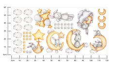 Naklejki Ścienne Dla Dzieci Szare Króliczki 120x60 Księżyce ZESTAW - Miniaturka zdjęcia nr 2