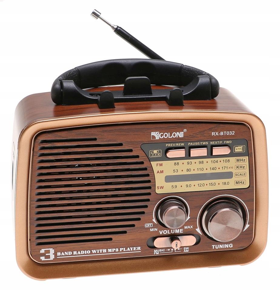 Radio przenośne 17 x 12,5 x 9 cm RETRO z funkcją bluetooth  FM USB  brązowe