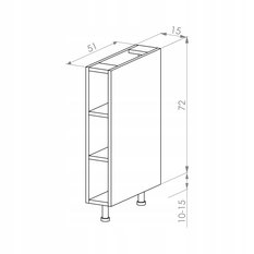 Korpus szafka kuchenna dolna 15x72x50,8 cm z akcesoriami czarny - Miniaturka zdjęcia nr 3