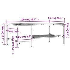 Stolik kawowy 100x51x40 cm z przestronnymi półkami dąb sonoma do salonu - Miniaturka zdjęcia nr 9