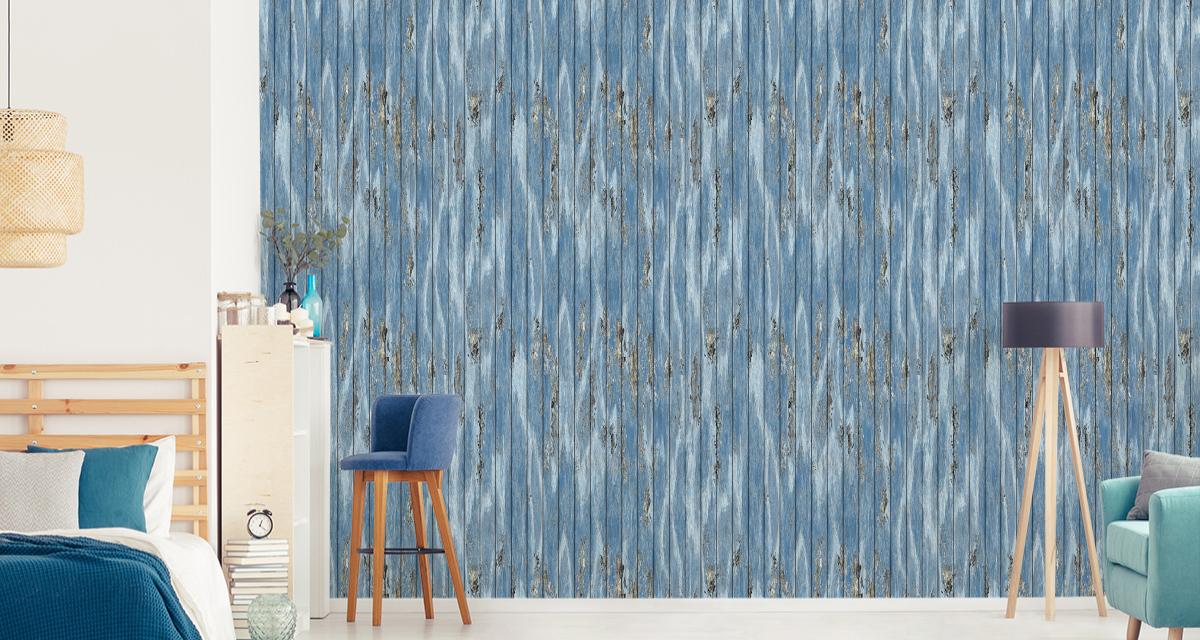 Tapeta Do Salonu Niebieskie DESKI w Stylu Vintage 53x1000  nr. 5