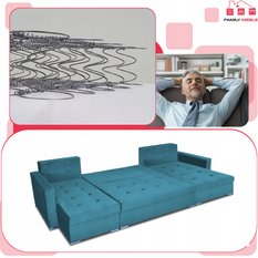 Narożnik Varius BIG 297x74x140 cm kształt U z funkcją spania i przechowywania do salonu Royal morski - Miniaturka zdjęcia nr 5
