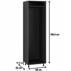 Korpus szafka kuchenna dolna do zabudowy lodówki 60x196,6x56 cm z akcesoriami czarny - Miniaturka zdjęcia nr 2