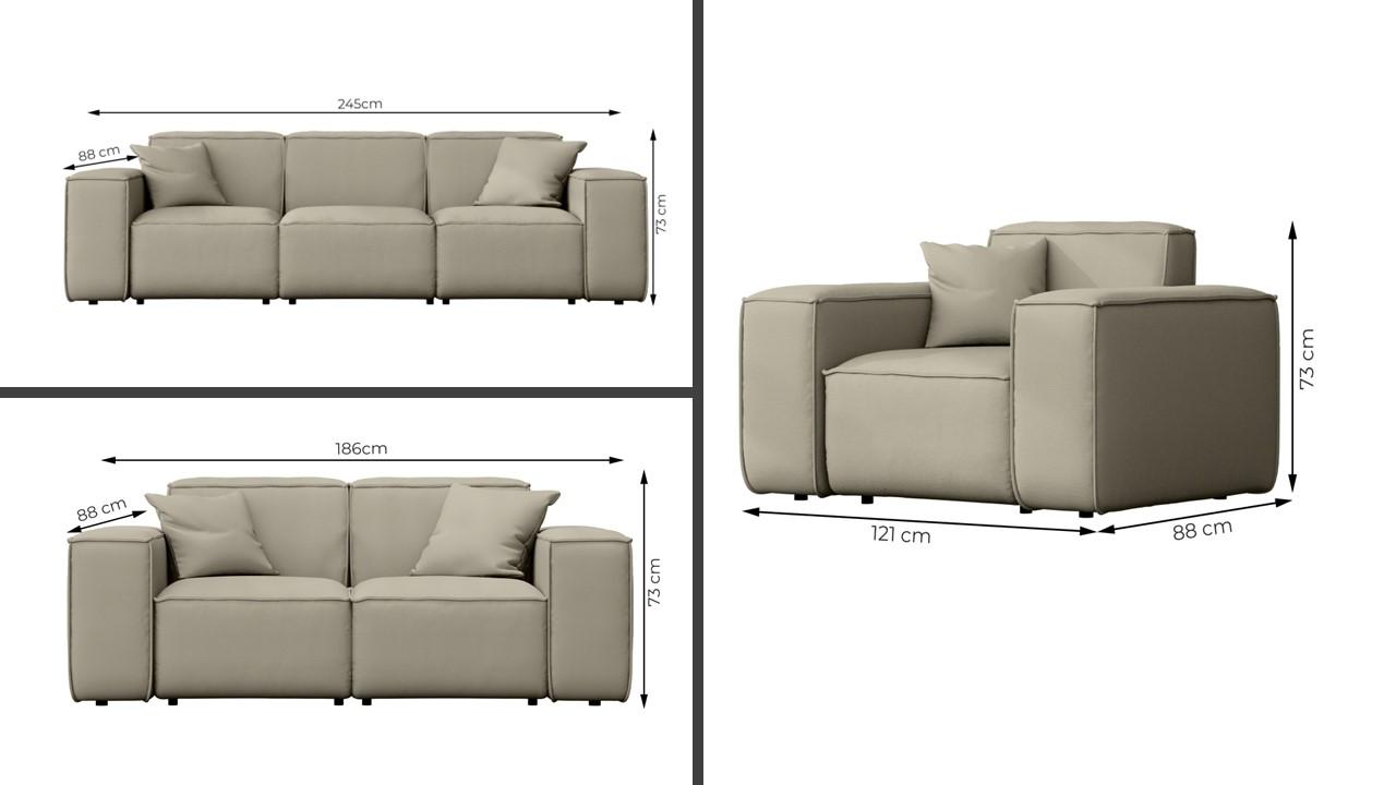 Zestaw mebli ogrodowych MALIBU 245x73x88 cm 3+2+1 wodoodporny UV + 5 poduszek do ogrodu ciemnobeżowy nr. 3