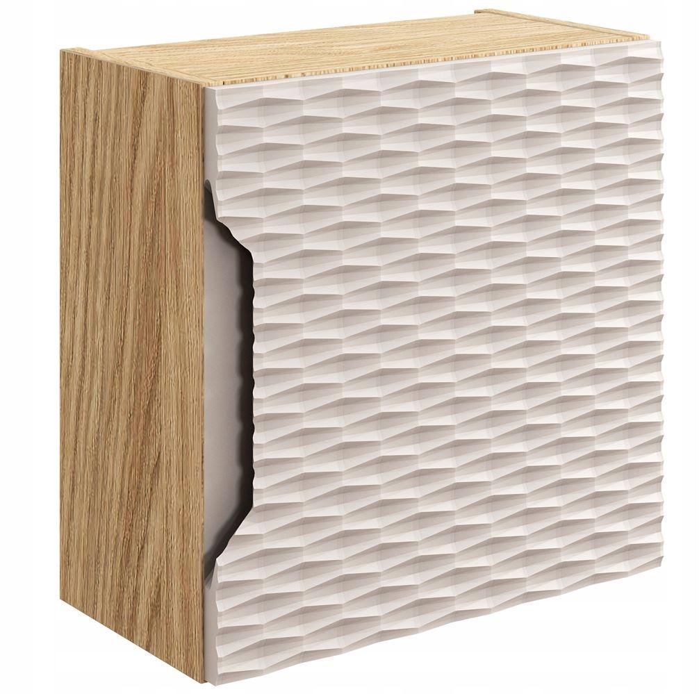 Szafka Łazienkowa 35x35x19 cm beżowa wisząca kwadratowa 1 drzwi front MDF 3D do łazienki 