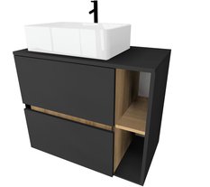 Szafka pod umywalkę 80x45 cm czarny mat z szufladami i półkami bez składania do łazienki  