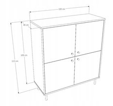 Wysoka komoda NOMI 100x40x113 cm czterodrzwiowa do salonu złote nogi kaszmir loft - Miniaturka zdjęcia nr 3
