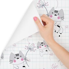 Tapeta dla dzieci – Kotki i kwiaty  - Miniaturka zdjęcia nr 3