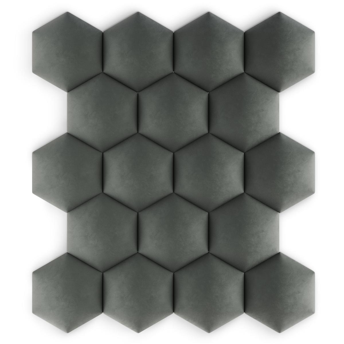 Panele tapicerowane 35x40 cm hexagon magic velvet szary nr. 7