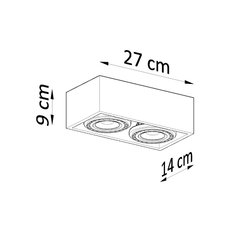 Plafon QUATRO 2 beton 9x14x27cm nowoczesna lampa GU10/ES111 do salonu  - Miniaturka zdjęcia nr 4