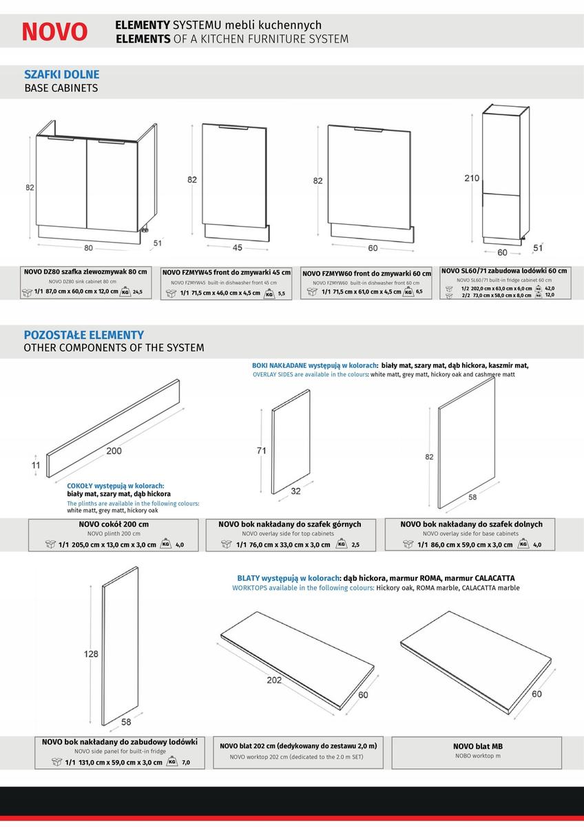 Meble kuchenne NOVO 200 cm zestaw szafek kuchennych biały mat / szary mat nr. 8