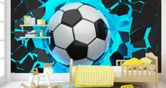 Fototapeta 3D Sport PIŁKA Nożna W Ścianie Dekoracja do Pokoju Chłopca  - Miniaturka zdjęcia nr 2