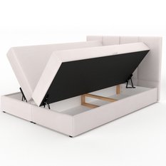 Łóżko kontynentalne 160x200x113 cm tapicerowane podwójne z materacem kremowe - Miniaturka zdjęcia nr 12