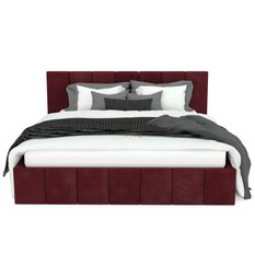 Łóżko tapicerowane 140x200 premium z pojemnikiem do sypialni bordowe wezgłowie 107 cm - Miniaturka zdjęcia nr 9