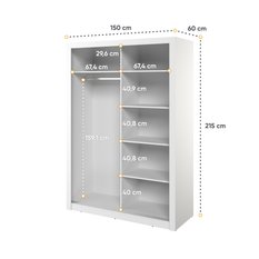 Szafa z lustrem Arti 150 cm do sypialni przedpokoju garderoby biały - Miniaturka zdjęcia nr 5