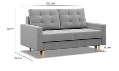 Sofa ELMA 152x88x92 cm  2-osobowa skandynawska rozkładana z pojemnikiem na nóżkach do salonu beżowa - Miniaturka zdjęcia nr 8