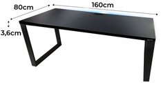 Biurko gamingowe model 2 Top 160x71x80 cm LOFT czarne LED RGB pilot przepust blat 3,6 cm - Miniaturka zdjęcia nr 2