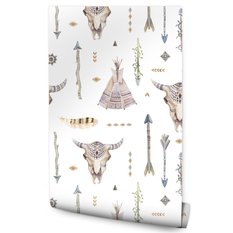 Tapeta Strzały Indiańskie Tipi Styl BOHO Czaszki  - Miniaturka zdjęcia nr 1