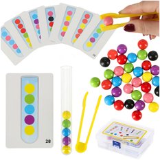 Układanka edukacyjna Montessori kolorowe kulki nauka liczenia zestaw dla dzieci 66 el. 16,5x5,5x12cm